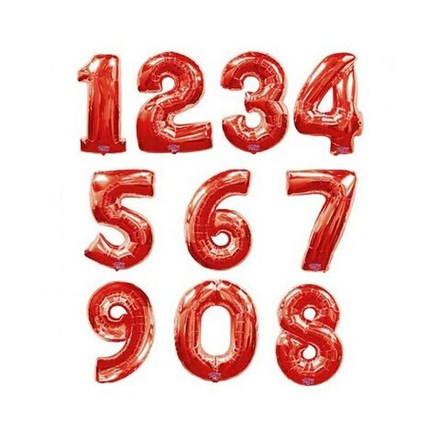 Шары цифры гелиевые Красные 102 см