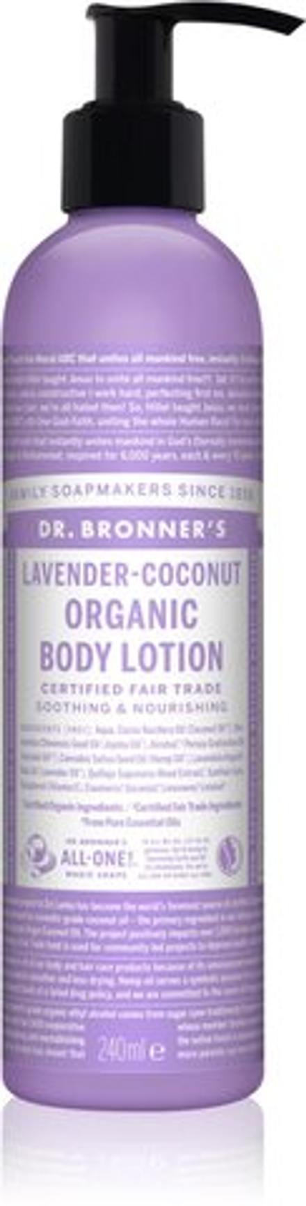 Dr. Bronner’s Lavender & Coconut - интенсивно питательное молочко для тела для нормальной и сухой кожи /   240  ml  / GTIN 0018787261156
