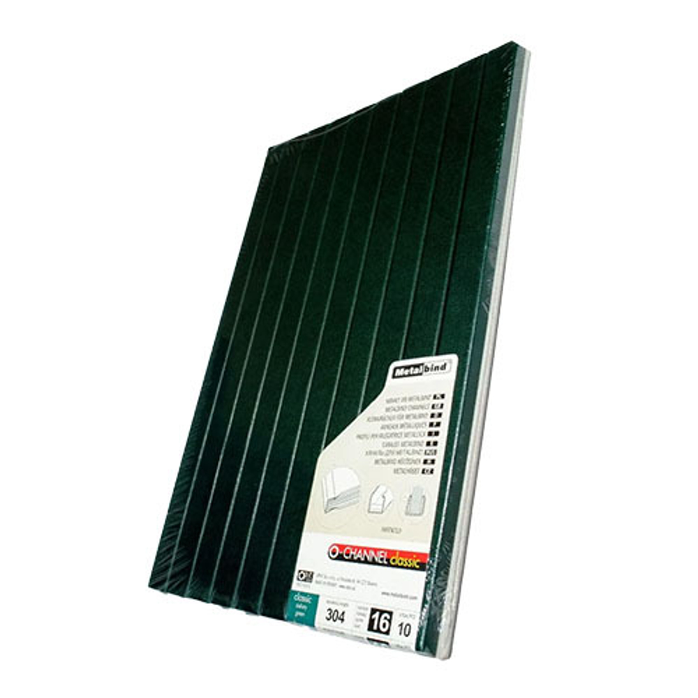 ЦВЕТНОЙ КАНАЛ С ПОКРЫТИЕМ 16 мм А4 ЗЕЛЕНЫЙ упак. 10 шт