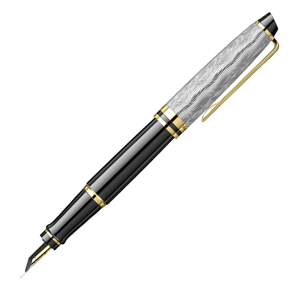 Перьевая ручка Waterman Reflections of Paris Expert DeLuxe Black GT, перо M, чернила: blue в подарочной коробке