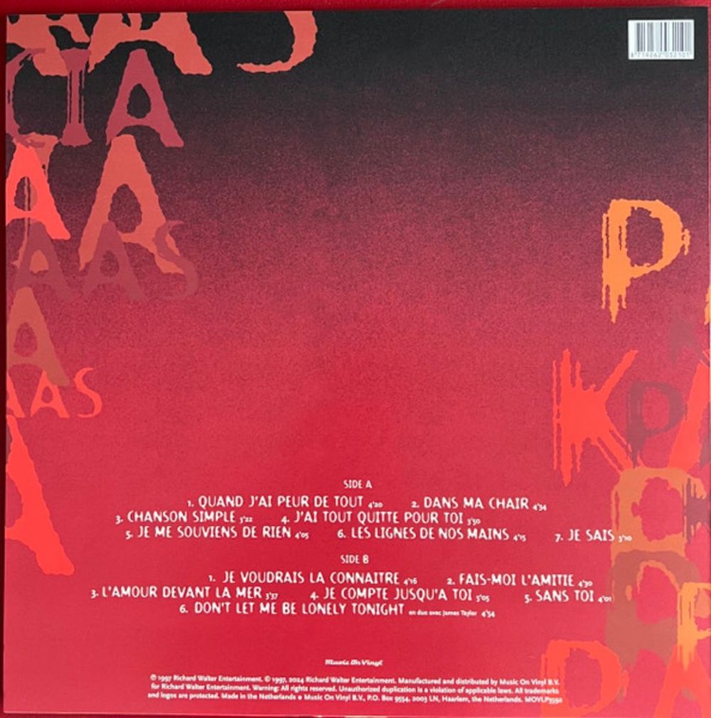 PATRICIA KAAS, Dans Ma Chair, LP, новая запечатанная виниловая пластинка