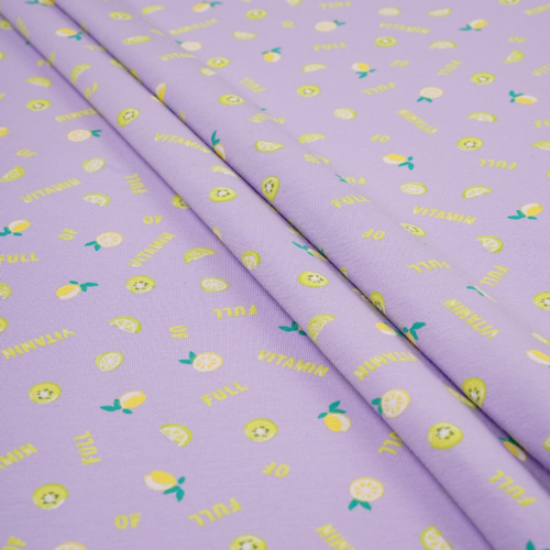 Кулирная гладь с рисунком, 92% хлопок, 8% ПУ(эластан), 175 гр/м2, св.фиолетовый/св.жёлтый (21231)
