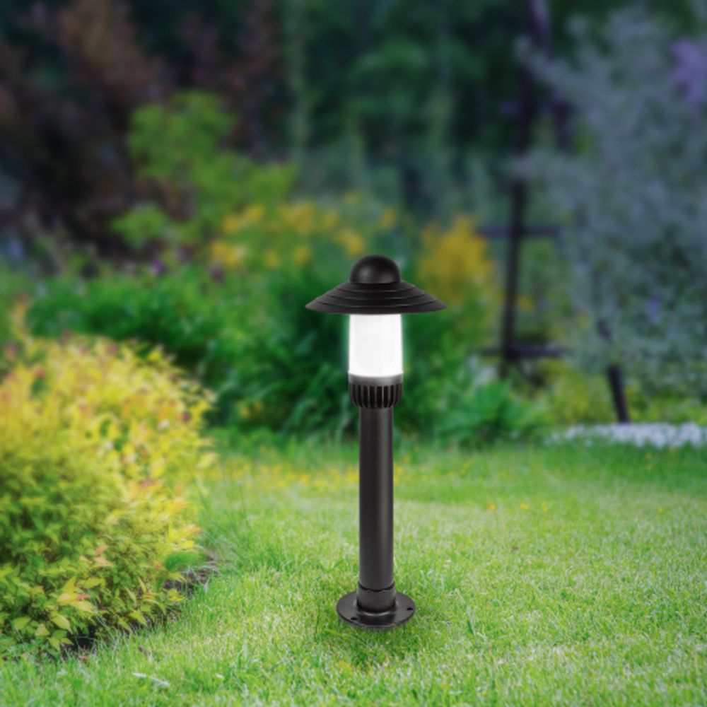 Садово-парковый светильник ЭРА НТУ 01-60-008 Поллар напольный черный IP54 Е27 max60Вт h660мм | Садово-парковые светильники