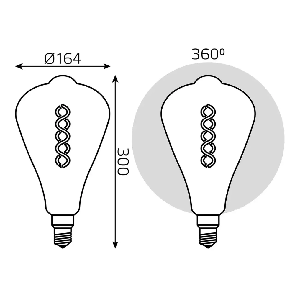 Лампа Gauss LED Filament ST164 8.5W Е27 660lm 2000К  golden flexible 157802105