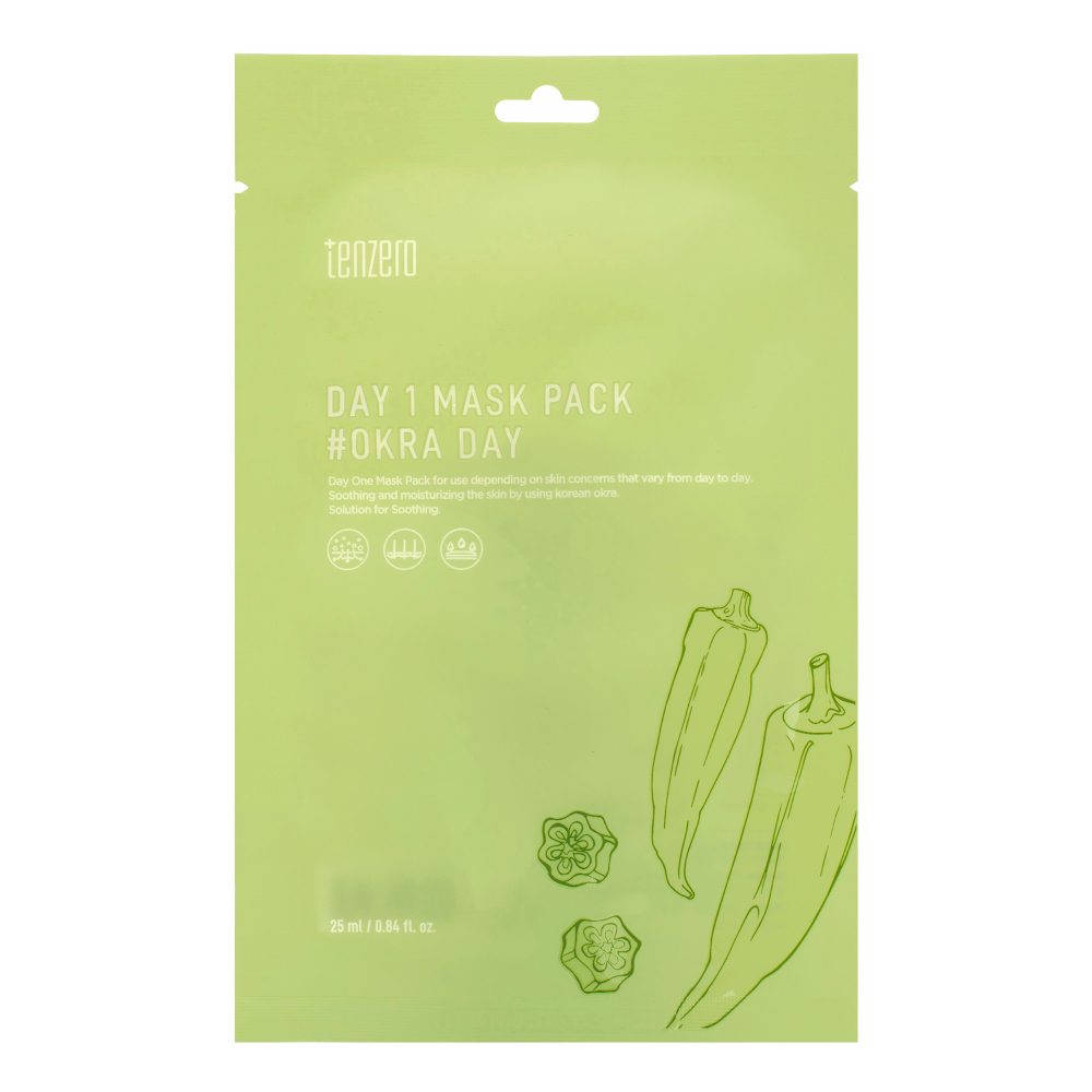 Тканевая маска с экстрактом бамии TENZERO Day 1 Mask Pack Okra Day