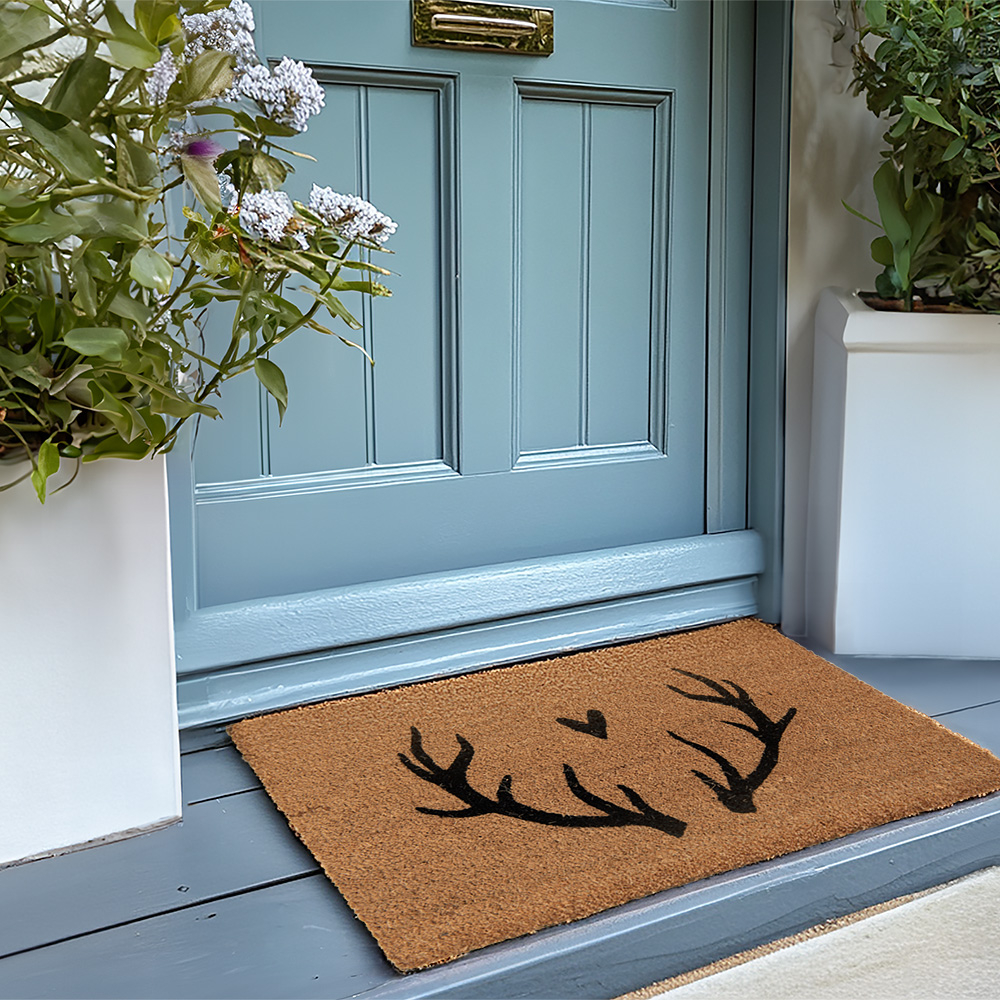 Коврик придверный "Рога оленя" 60x40x2см Кокос,резина
