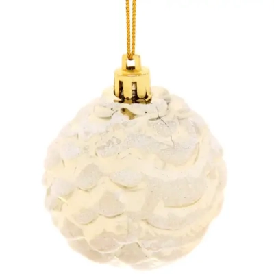 Ёлочные игрушки «Шишки нарядные» 6 см (набор 3 шт), золото/белый