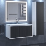 Тумба с раковиной Uperwood Next Premium подвесная, 80 см, белая/графит, 1 ящик