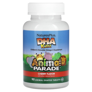 Natures Plus Kid DHA 90 tab, Детский жевательный ДГК Омега 3 со вкусом вишни