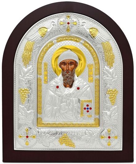 Икона Спиридона Тримифунтского в серебряном окладе.