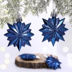 Ёлочные игрушки «Таинственное очарование» Звезда остроконечная 6 см (набор 4 шт), сапфир