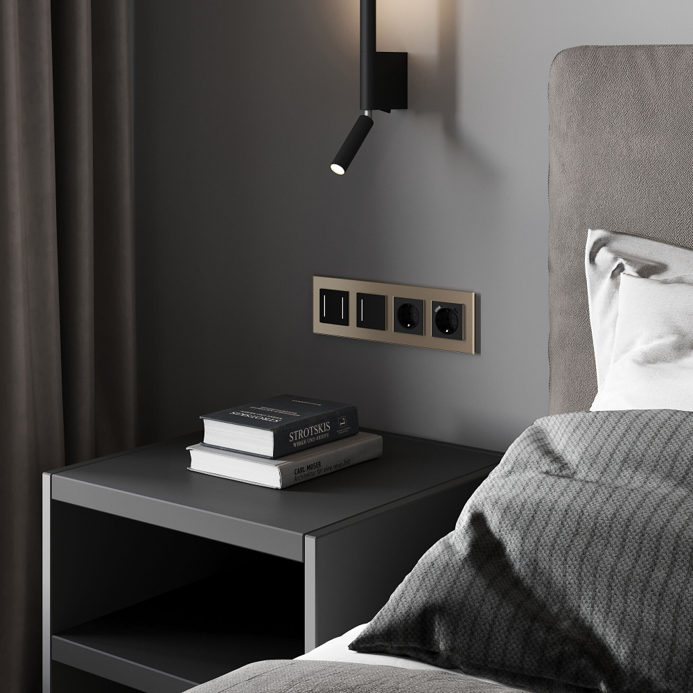 Сенсорный выключатель одноклавишный с подсветкой (черный)