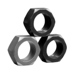 Набор эрекционных колец Tom of Finland Cock Nuts из 3-х штук (Цвет: черно-серебристый)