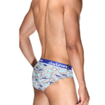 Белые трусы-брифы с принтом в виде цветных динозавров (Размер: S) (Цвет: белый)