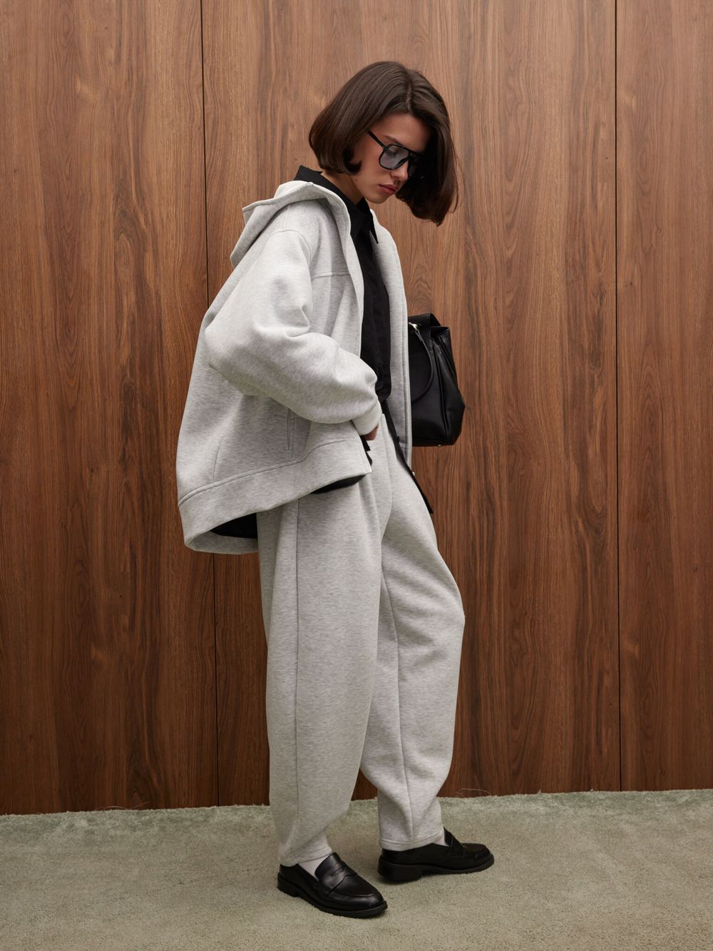 Толстовка на молнии утепленная "Серый меланж" женская