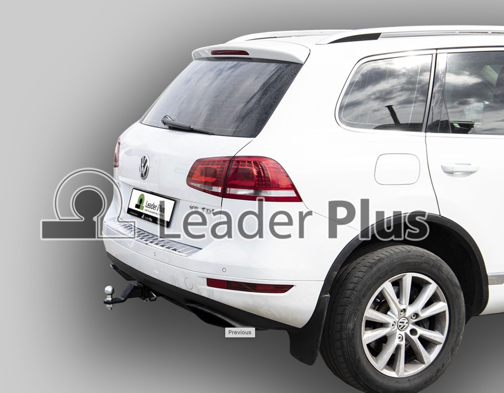Фаркоп Лидер-плюс для Volkswagen Touareg 2002-2018, Audi Q7 2007-2015 без выреза бампера. Тип шара: E. Нагрузки: 1500/100 кг, (без электрики в комплекте) - V124-E