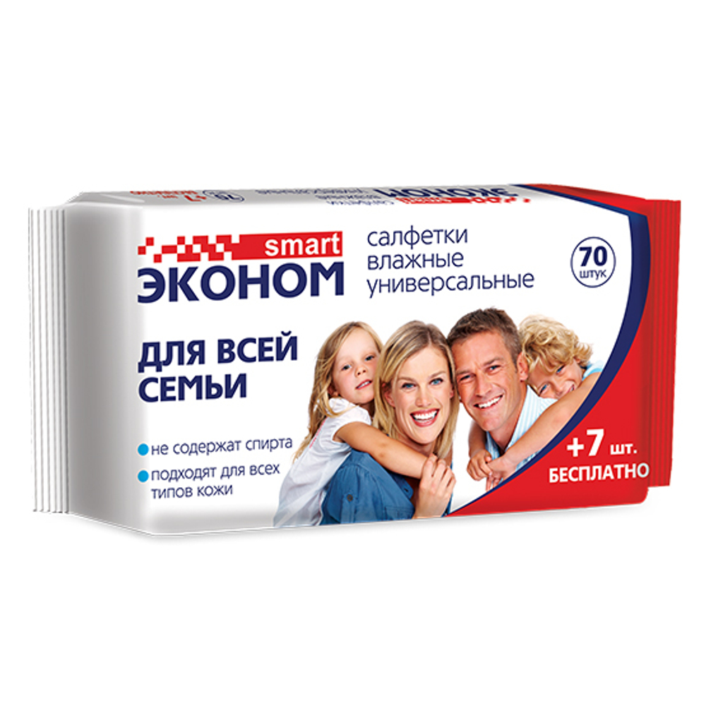Салфетки влажные д/всей семьи Smart Эконом 70шт
