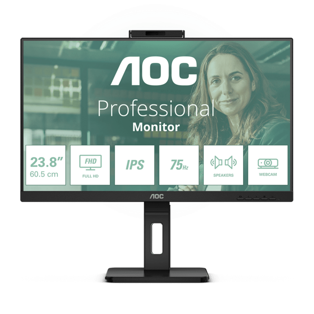 Монитор 23,8" AOC 24P3QW IPS 1920x1080 75Hz 4ms 300cd/m 1000:1 2xHDMI DP 4xUSB 3.2 2x5W WEB Камера