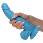 Голубой фаллоимитатор на присоске 7.5" Dildo with Balls - 21,5 см.