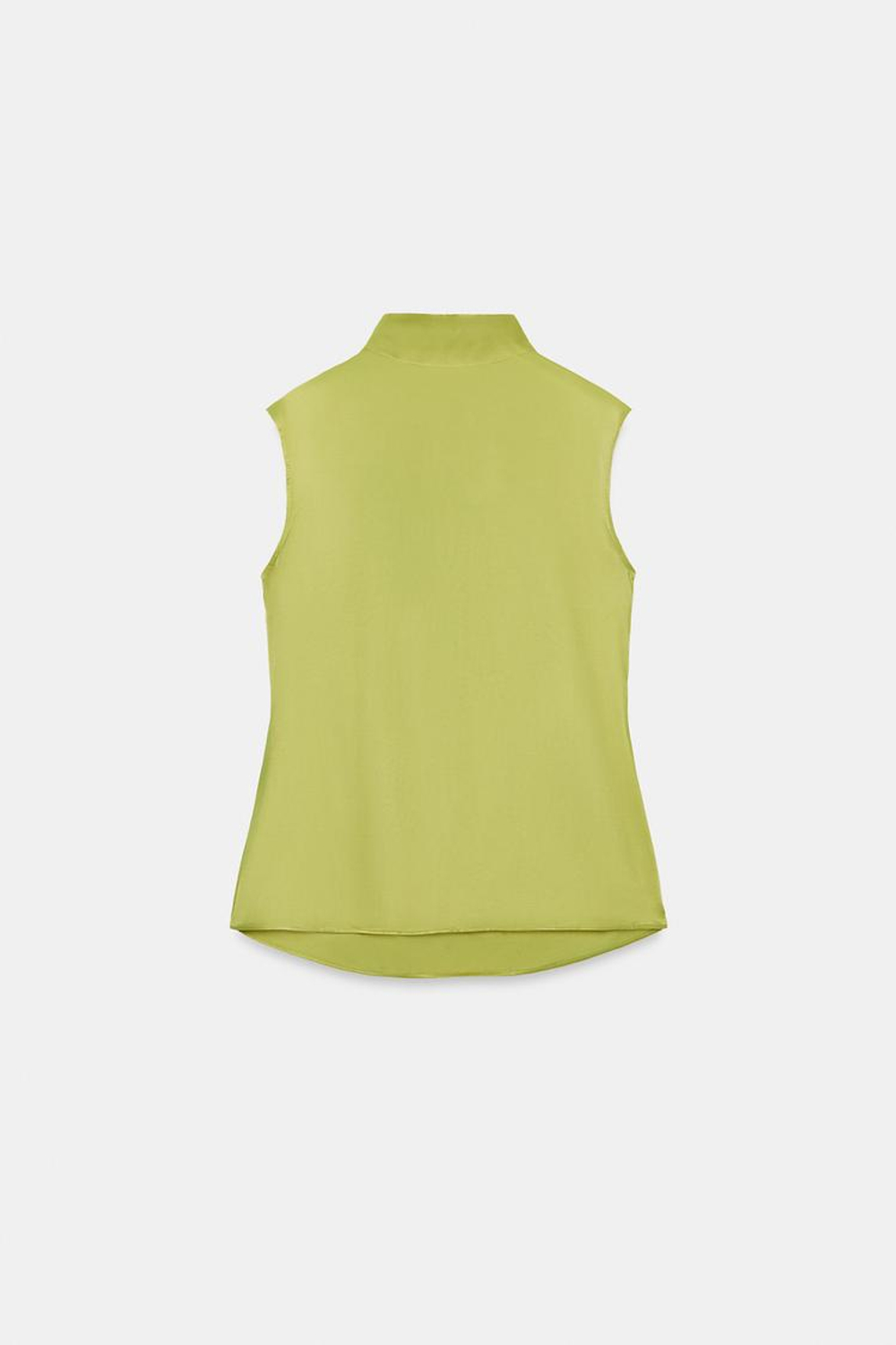 ZARA АТЛАСНЫЙ ТОП С БАНТОМ, ФИСТАШКОВЫЙ