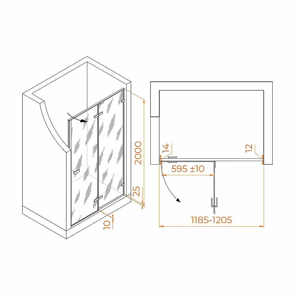 Душевая дверь RGW Stilvoll SV-004B 120 353200412-14 стекло прозрачное/профиль черный