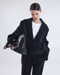 Жакет свободного кроя из искусственной замши черный