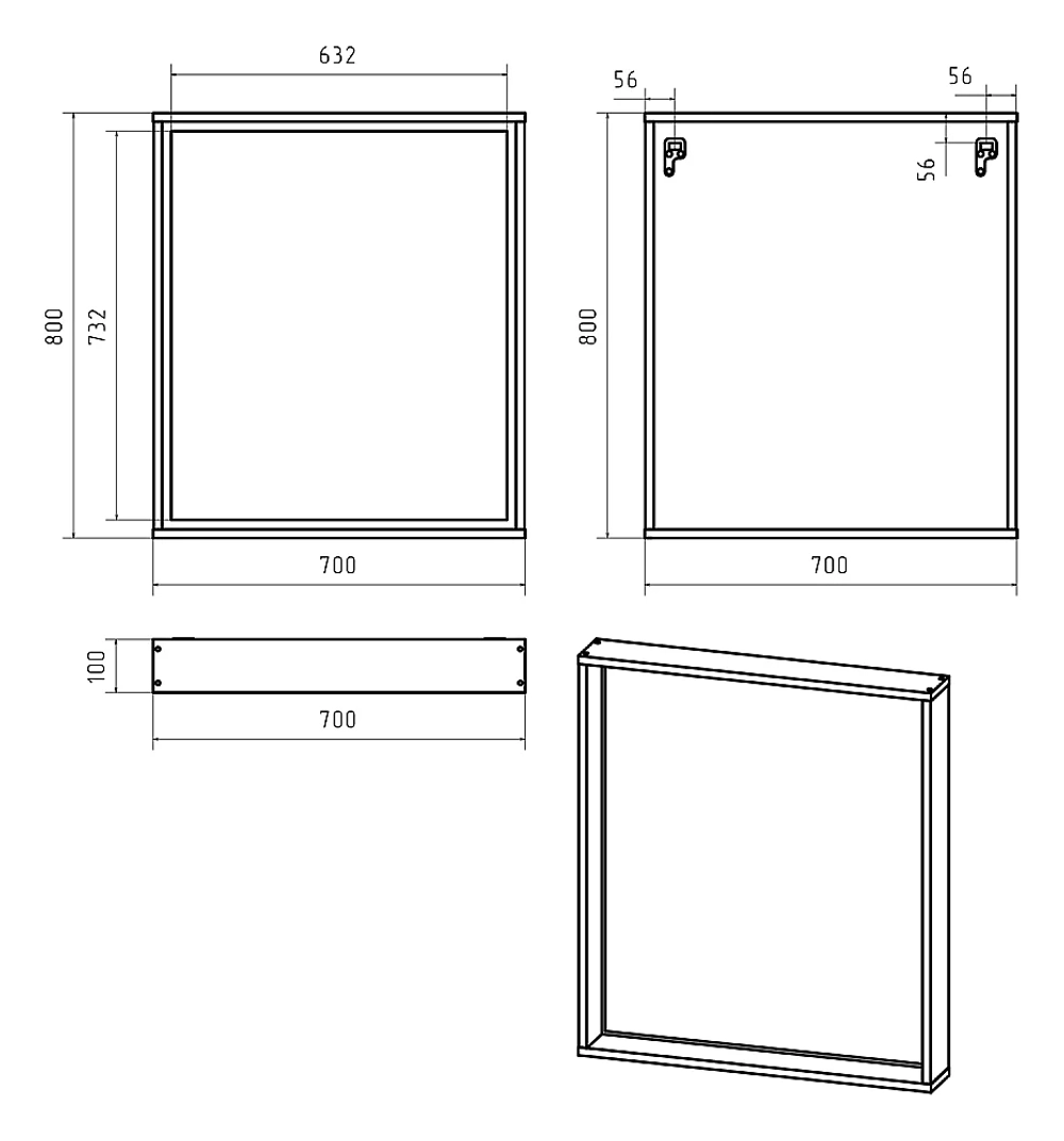 Зеркало с LED-подсветкой Misty DALLAS 70x80 Дуб Галифакс/олово