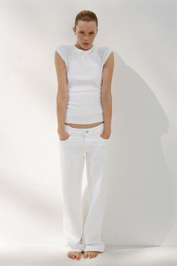 ZARA ДЖИНСЫ TRF WIDE-LEG С НИЗКОЙ ПОСАДКОЙ, БЕЛЫЙ