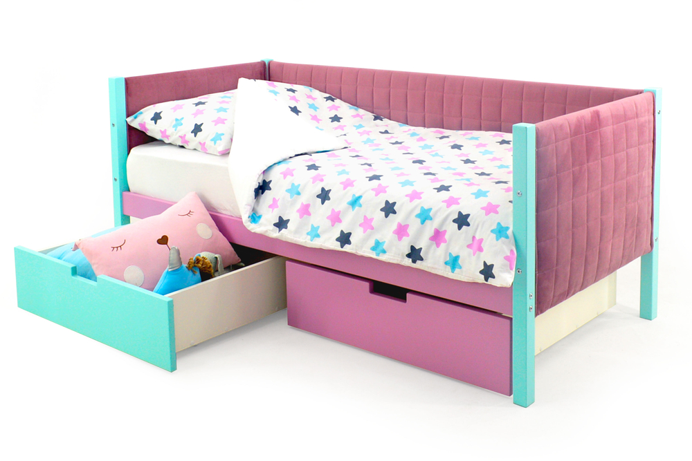 Детская кровать-тахта мягкая Бельмарко Svogen мятный-лаванда