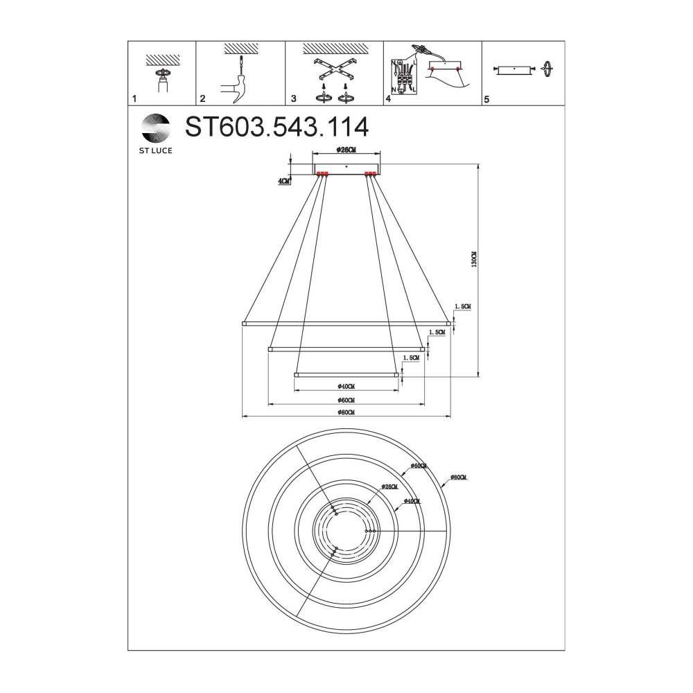 ST603.543.114 Светильник подвесной ST-Luce Белый/Белый LED 1*114W 4000K