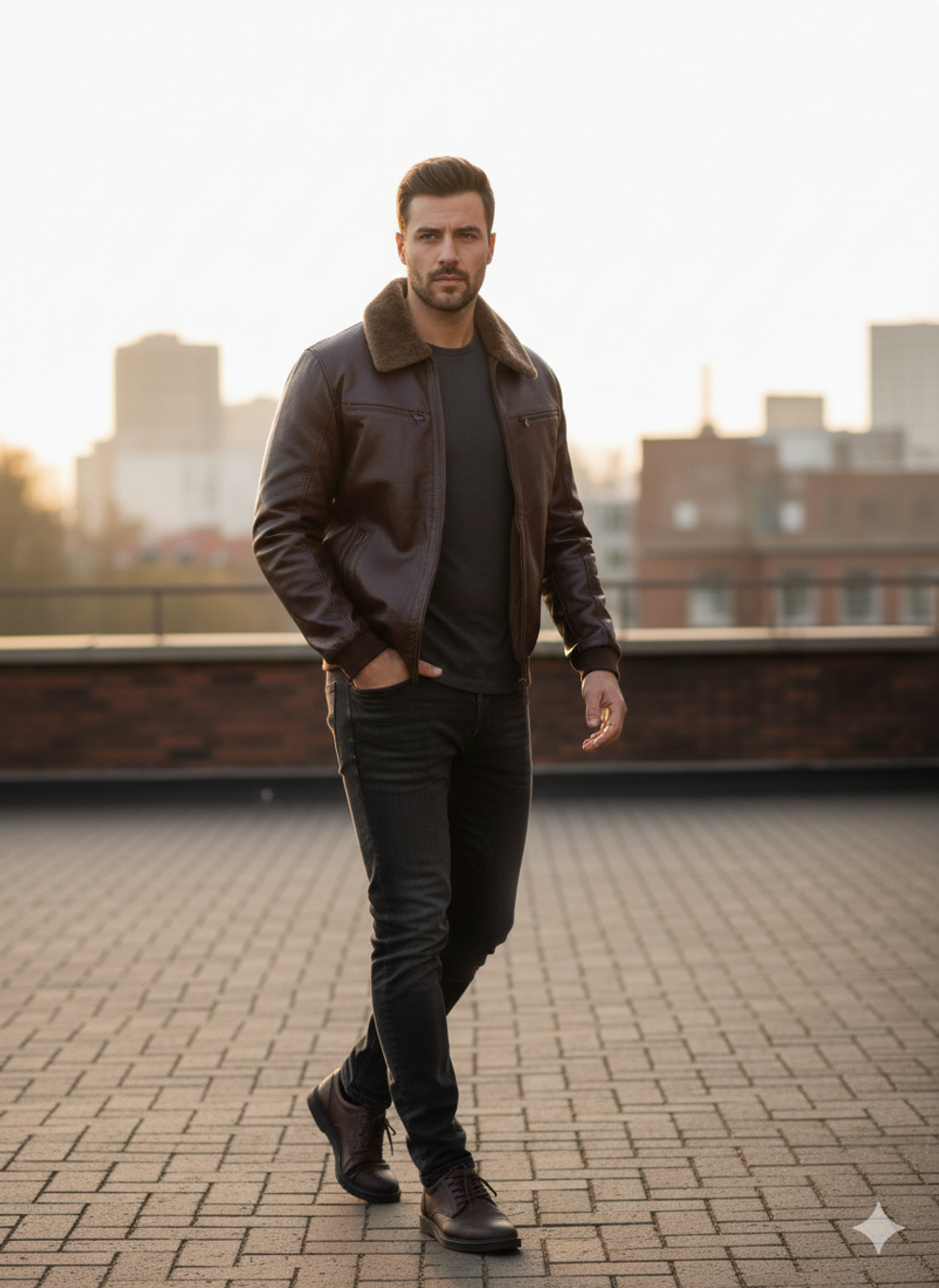 KHIMEONE Мужская кожаная куртка на меху (натуральная кожа/натуральный мех)