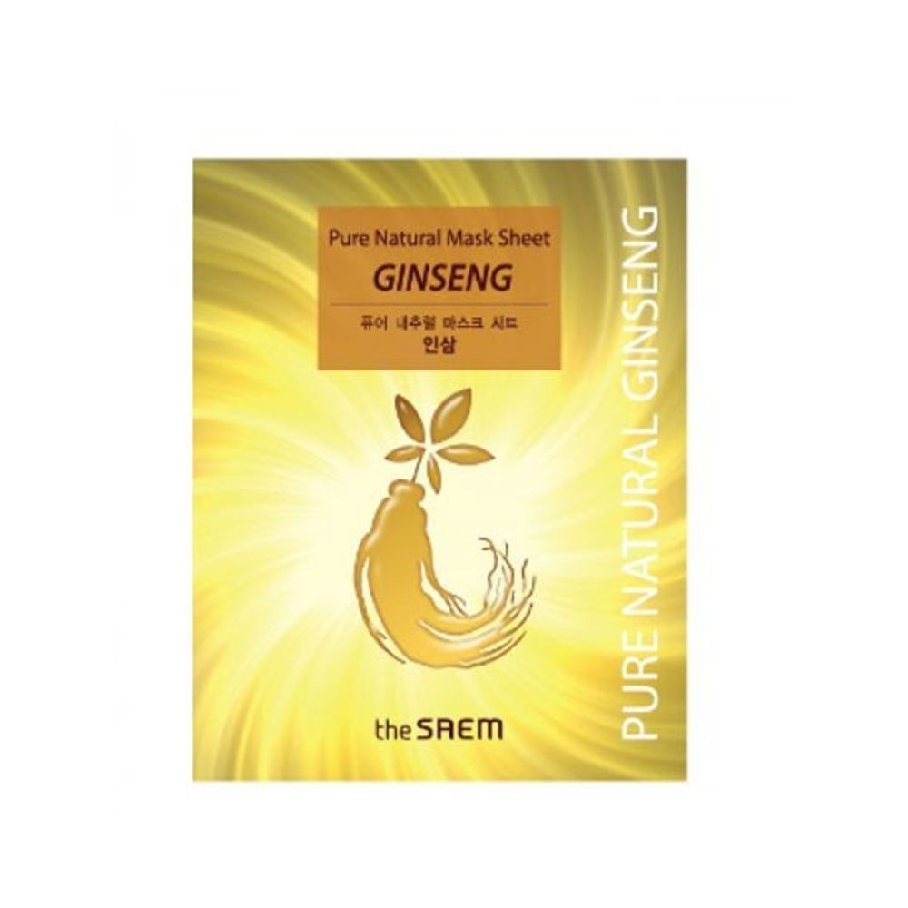 The Saem Pure Natural Mask Sheet Ginseng омолаживающая тканевая маска с экстрактом женьшеня