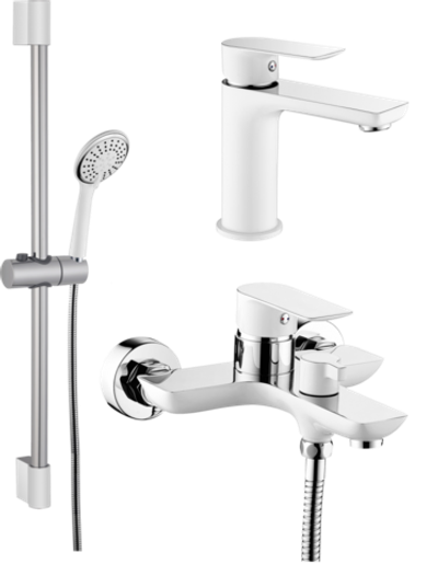 21037-F Душевой комплект (3 в 1) БЕЛЫЙ "GANZER"  (5/1шт)