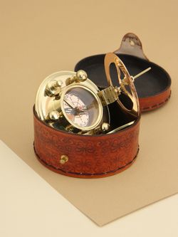 Nautical Морской компас в кожаном футляре