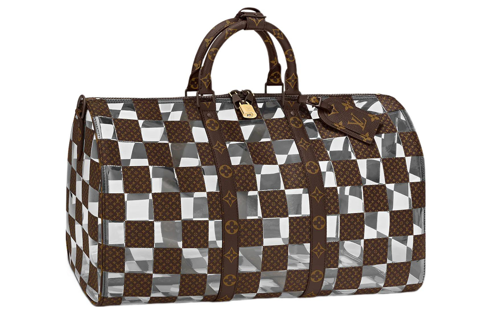 LOUIS VUITTON Keepall Bandouliere 50 Monogram Chess Brown/Clear