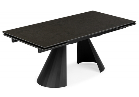 Керамический стол Woodville Шелтон 180(260)x90 massa ink gray, черный