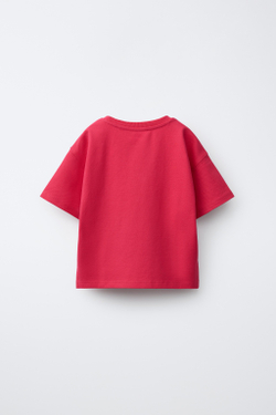 ZARA ФУТБОЛКА С НАГРУДНЫМ КАРМАНОМ «СЕРДЦЕ», МЯГКИЙ КРАСНЫЙ