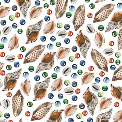 Акварельные ракушки со стеклянными камушками