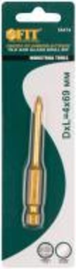 35474 Сверло по кафелю, 4 режущие кромки, титановое покрытие, u-хвостовик под биту 4 х 69 мм