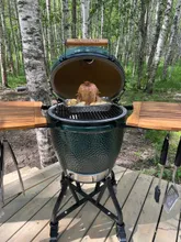 Керамический гриль Big Green Egg L Large (большой), 46 см, ножки с рукояткой, столики