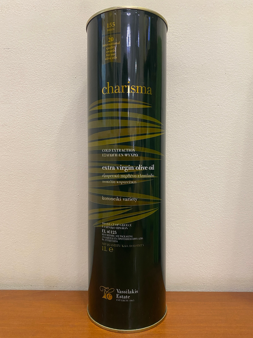 Оливковое масло CHARISMA Extra Virgin в ж/б, 1 л, Греция (Крит)