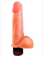 Вибратор-реалистик с мошонкой из кибер-кожи (17,5) (Цвет: телесный)