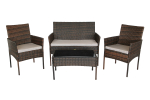 Набор мебели Garden Story Доминика 1 уп. (стол+2кресла+диван ротанг темно-коричневый, подушки серая)