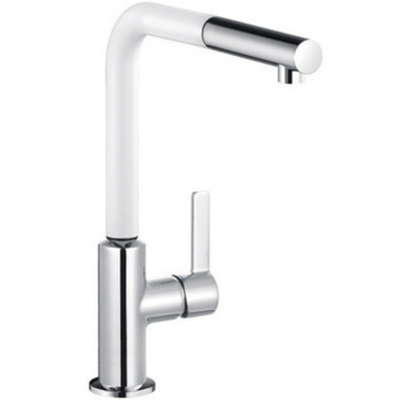 KLUDI L-INE Однорычажный кухонный смеситель DN 15, с выдвижным изливом, хром/белый матовый