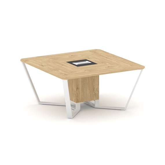 Steel Meet Стол переговорный квадратный KMK-PR.B.SP-08 Тиквуд Светлый/Графит Глянец/Металл Белый 160