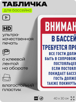 Табличка для бассейна "Получите пропуск", на пляж, для общественной и частной зоны отдыха, информационная, 40х30 см, Silver Plane x Айдентика Технолоджи