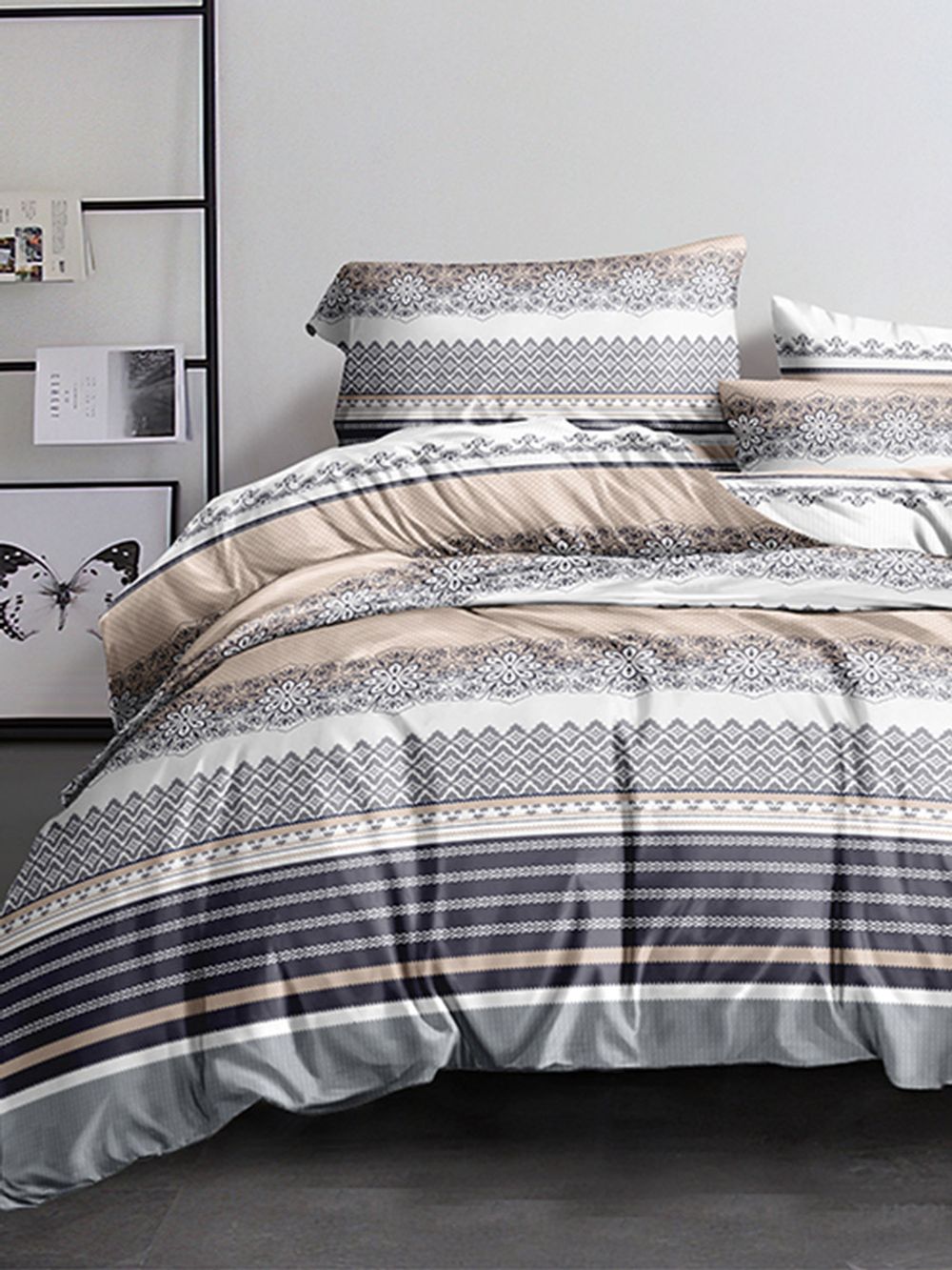 Постельное белье полисатин Simple House "Прейри" 1,5-сп Наволочка 50x70 см 1 шт Простынь на резинке 90x200 см Пододеяльник 145x215 см