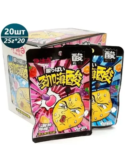 Кислая жевательная конфета Фруктовое ассорти 25 г * 20 шт