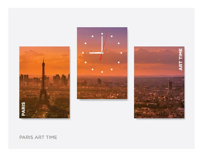 Модульная картина с часами "Paris art time"