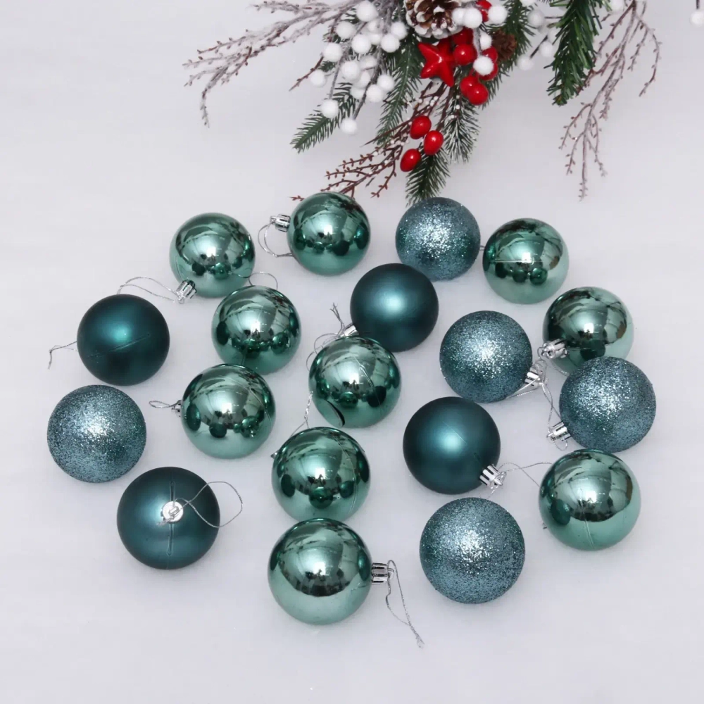 Новогодние шары 6 см (набор 24 шт) «Микс фактур», темный нефрит